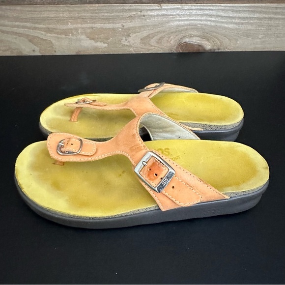 SAS Tripad Sanibel Leather Slip On Flip Flop Thong Sandal Womens Orange 8M - Picture 2 of 10